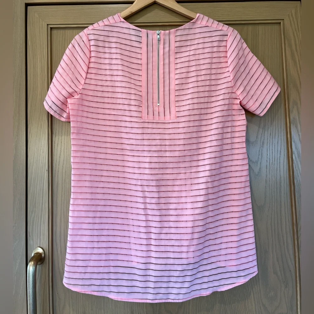 J. Crew Pink Striped Short-Sleeve Top